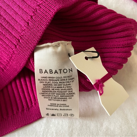 Aritzia Babaton Sculpt Knit Pink Polo Long Sleeve Top - Picture 7 of 7